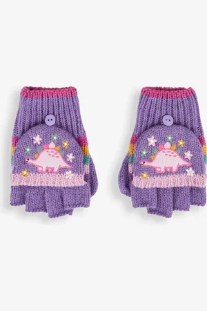 JoJo Maman Bébé Gants à rayures dinosaures pour fille1 - 2 ans (80 - 92cm)