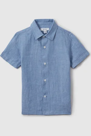 Reiss Ruban Manches courtes Lin boutonné Chemises7 - 8 ans (122 - 128cm)