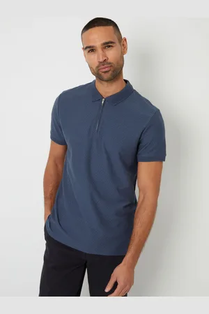 Threadbare Textured Quarter Zip 100% Cotton Polo ShirtMédium