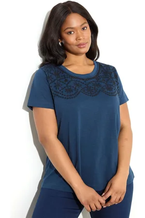 Live Unlimited London Curve Jersey Embroidered 100% Cotton T-Shirt50