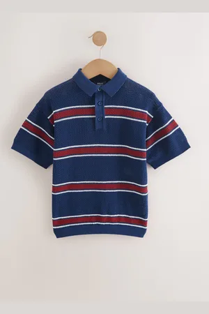 Next 100% Cotton Short Sleeve Stripe Knitted Polo Shirt (3-16yrs)12 ans (152cm)