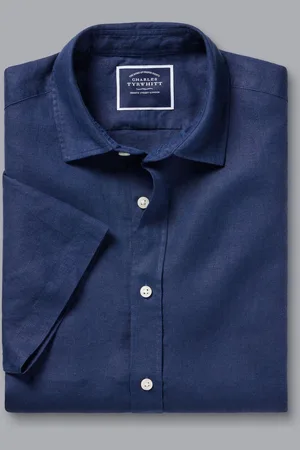 Charles Tyrwhitt Coupe ajustée Plain Manches courtes Pure 100% Lin ChemisesM