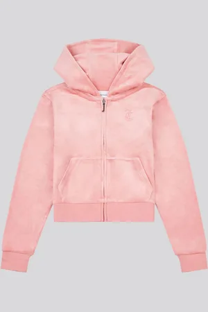 Juicy Couture Rose Fille Sweat zippé en velours ton sur ton à capuche134140cm