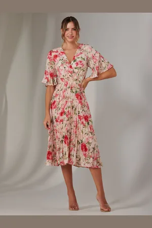 Jolie Moi Pleated Wrap Midi Dress40