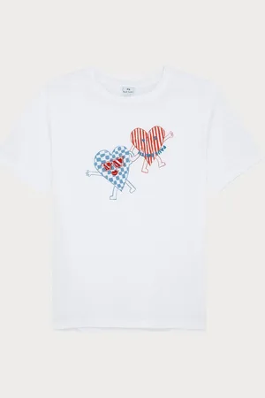 Paul Smith 100% Organic Cotton Heart Graphic White T-ShirtMédium