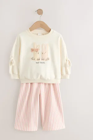 Next Sweatshirt and Printed 100% Cotton Wide Leg Joggers Set (3mths-7yrs)4 - 5 ans (104 - 110cm)
