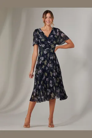 Jolie Moi Chiffon Pleated Wrap Midmaxi Dress38