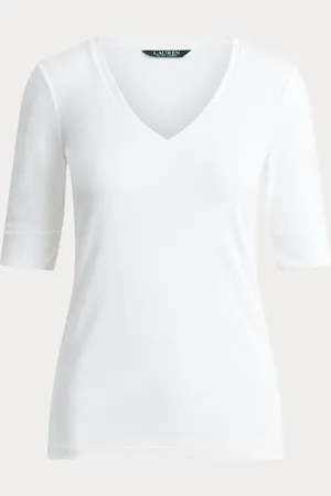 Ralph Lauren Judy V-Neck Elbow Jersey T-ShirtMédium
