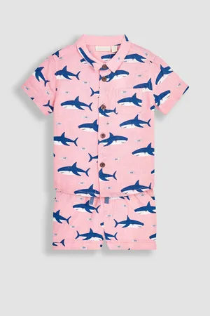 JoJo Maman Bébé 2-Pieces Ensemble chemise et short en coton Shark Lin104110cm