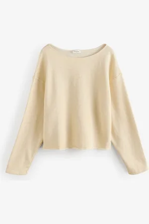 American Vintage Natural Itonay Long Sleeve Boat Neck SweatshirtMédium