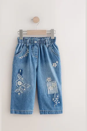 Next Wide Leg Embellished 100% Cotton Jeans (3mths-7yrs)4 - 5 ans (104 - 110cm)