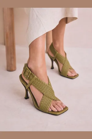 Next Forever Comfort Square Toe Weave Cross-Over Slingback Heelseu43