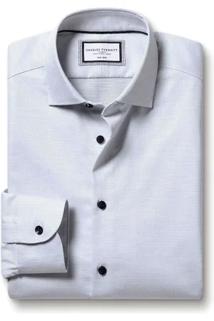 Charles Tyrwhitt Non-iron Dot Extensible Texture Coupe ajustée 100% Chemise en coton38cm R (UK 15 R)