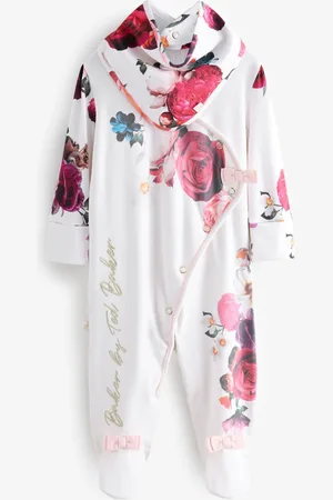 Ted Baker Cream Floral Print Wrap 100% Cotton Sleepsuit and Bib6874cm