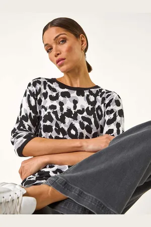 Roman Animal Print 3/4 Sleeve Knit Jumper46