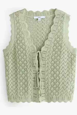 Next Lace Knit Tie Front Vest with Linenxlarge