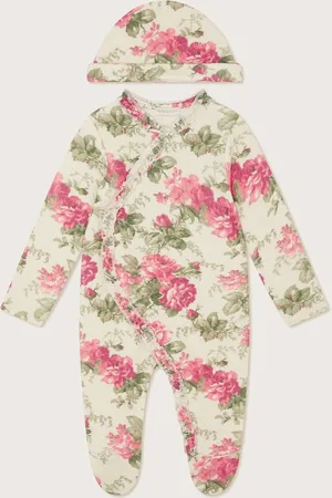 Monsoon Newborn Betsy Floral Sleepsuit and Hat Set7480cm