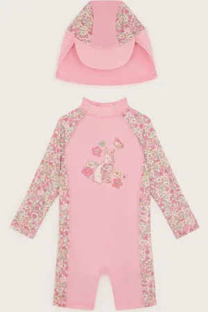 Monsoon Baby Bunny UPF 50+ Long Sleeve Swimsuit and Sun Hat Set6268cm