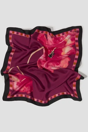Monsoon Fenella Flower Print Silk Square Scarfun