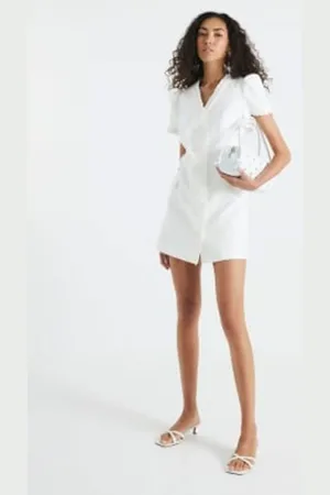 River Island Robe ajustée en lin à volants46