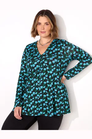 Live Unlimited London Abstract Pleat Front Jersey Top52