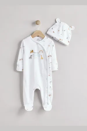 Next Baby Born in 2025 100% Cotton Sleepsuit and Hat Set (0-9mths)6 - Mois 9 (68 - 74cm)