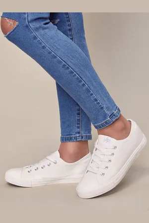 Lipsy London Girls Flat Lace Up Retro Canvas Trainers