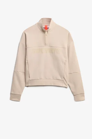 Superdry Sweat Vert Active Tech à logo décontracté et demi-zippé