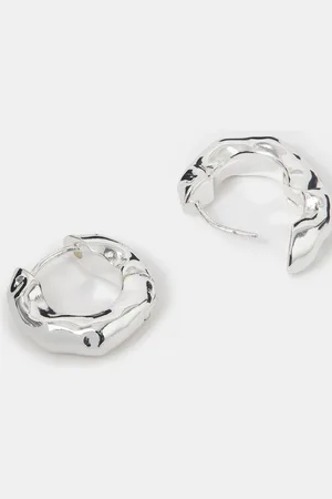 Accessorize Plated Sterling Chunky Molten Hoop Earringsun