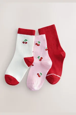 Next Chaussettes de cheville Cotton Rich Cherry 3 LotUK 9-12 Jnr