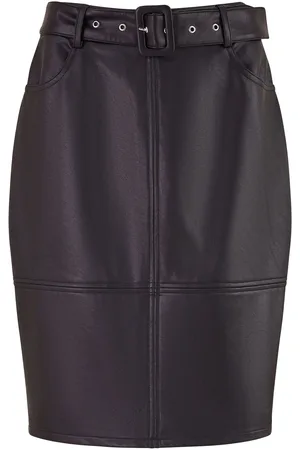Yumi Faux cuir Mi-long Pencil Jupes With Matching Ceintures44