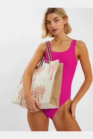 Accessorize Palm Embroidered Shopper Beach Bagun