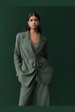 Next Textured Crinkled Tie Waist Relaxed Blazer46