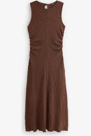 Next Sleeveless Textured Ruched Midi Dress