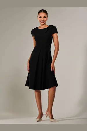 Jolie Moi Roll Collar Cap Sleeve Midi Dress