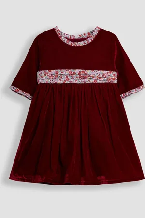 JoJo Maman Bébé Floral Peter Pan Collar Velvet Party Dress4 - 5 ans (104 - 110cm)