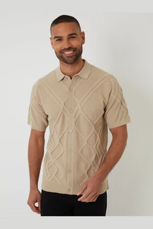 Threadbare Cable Knit Button Through Polo ShirtMédium