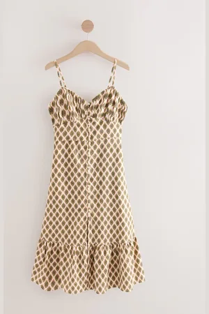 Next Robe mi-longue boutonnée en lin