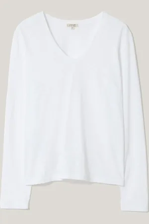 Jigsaw 100% Cotton Slub V-Neck Long Sleeve T-ShirtMédium