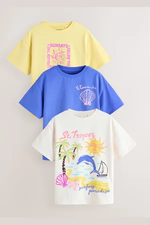 Next Beach Print Oversized T-Shirts 3 Pack (3-16yrs)10 ans (140cm)