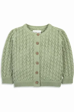 The Little Tailor Cardigan Baby Lilas 100% coton pointelle festonné6268cm