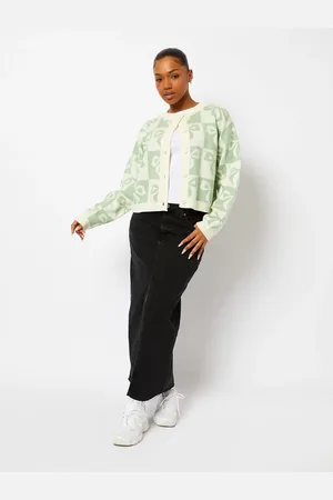 Skinnydip Sauge Carreaux Naud Knitted CardiganM