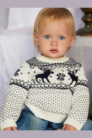 The Little Tailor Pull Bébé Noël 100% Coton Motif Renne Fair Isle3 - Mois 6 (62 - 68cm)