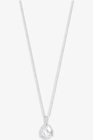 Simply Silver Sterling 925 Cubic Zirconia Faceted Drop Pendant Necklaceun
