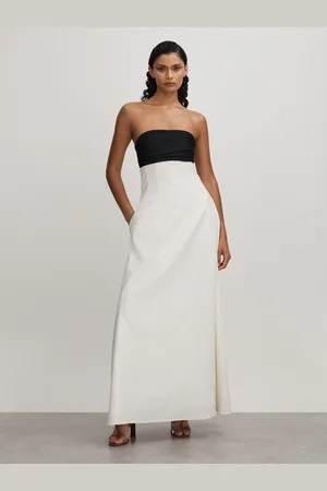 Anna Quan Robe longue sans bretelles en lin et jersey 42