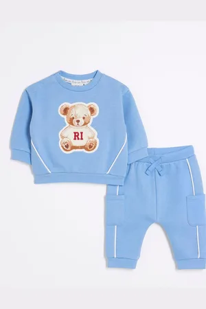 River Island Baby Boys Blue Bear Sweat Set6874cm