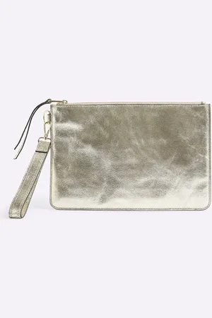 River Island Metallic Leather Pouch Bagun