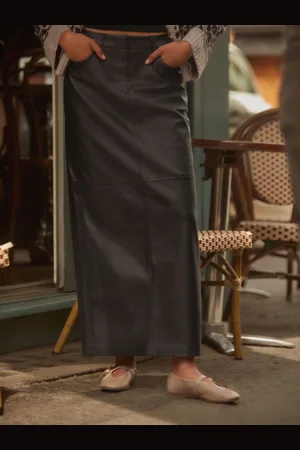 Next Jupe à colonnes en faux cuir PU44 Petite