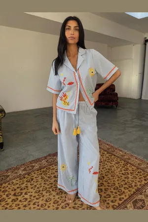 Never Fully Dressed Embroidered 100% Cotton Button Through Pyjamas38