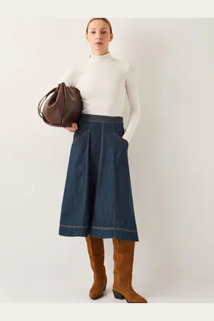 Monsoon Harper Jupes à coutures apparentes Denim 100% Coton Mi-longpetit